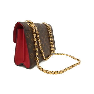 Louis Vuitton Monogram Bag Victoire Red Leather Shoulder Chain